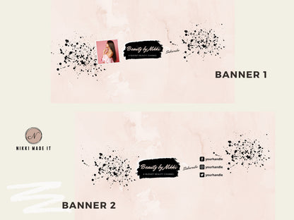 YouTube Banners, Thumbnails, End Screens Branding Kit - Rose Gold Paint Splash - Customizable