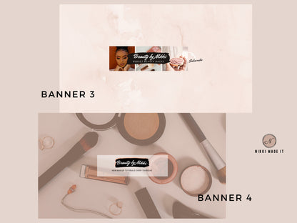 YouTube Banners, Thumbnails, End Screens Branding Kit - Rose Gold Paint Splash - Customizable