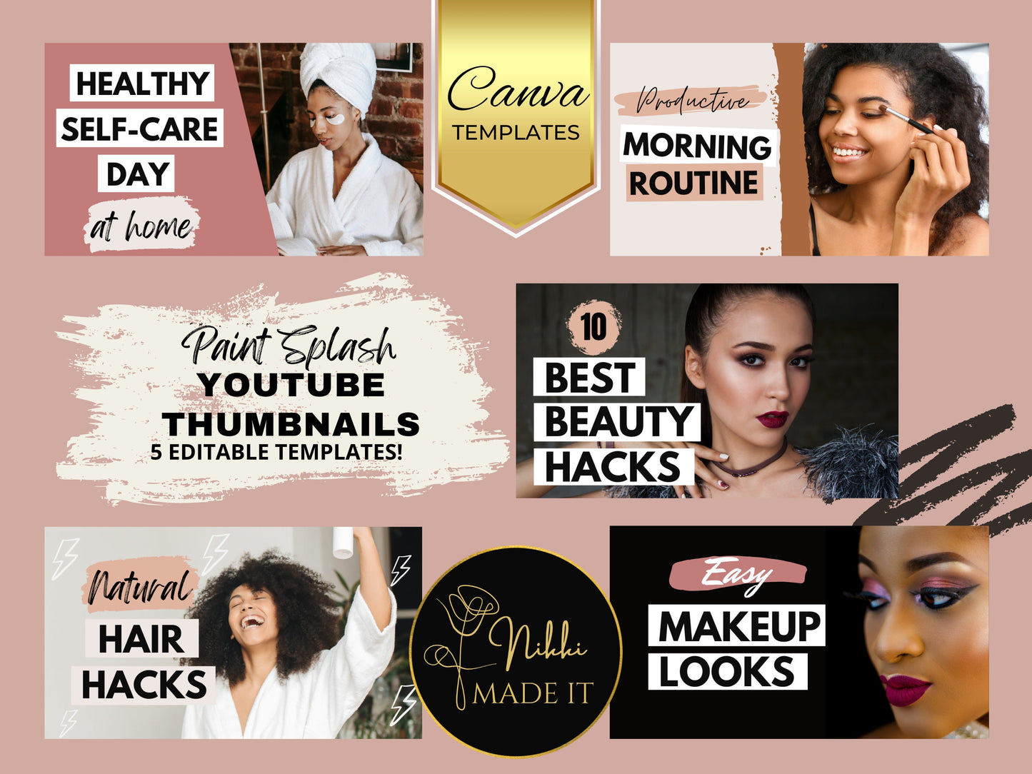 YouTube Thumbnail Templates | 5 YouTube Thumbnails | YouTube Thumbnail | DIY Branding Kit I Canva YouTube Template | YouTube Download